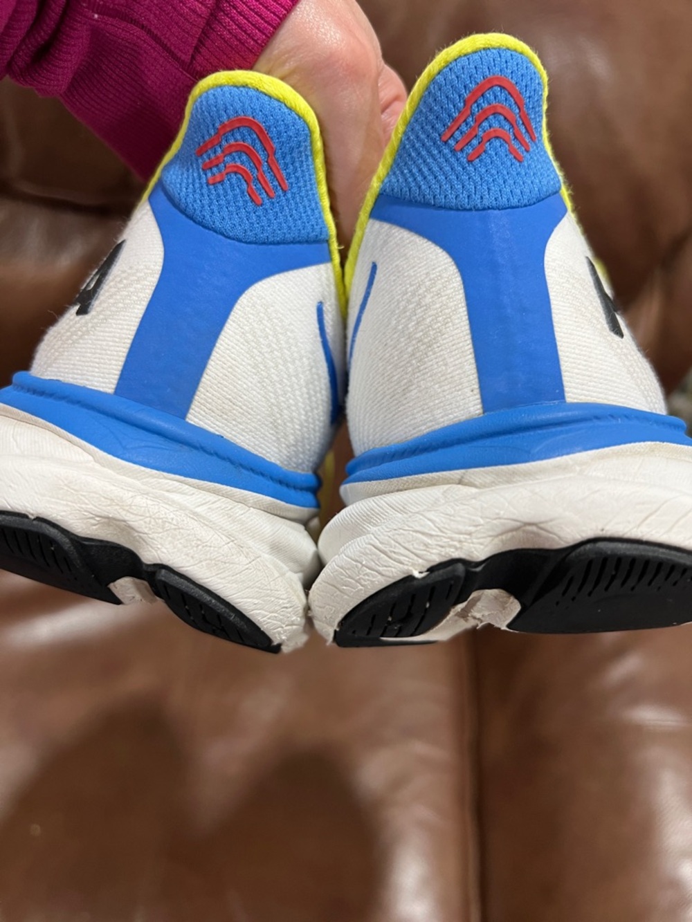 Hoka  Clifton White and Neon Yellow Mens Sneakers - Picture 13 of 15